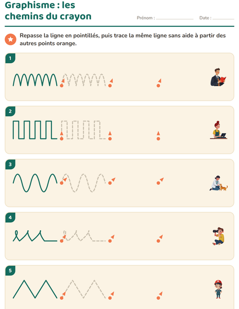 Aperçu de la fiche Graphisme avec Métiers pour École maternelle (grande section, 5-7 ans)