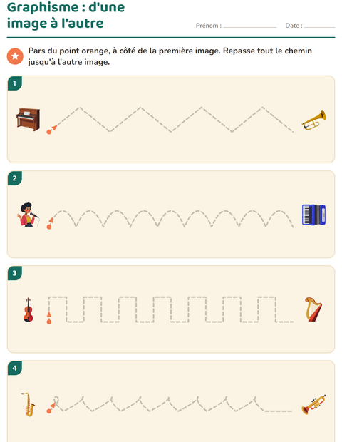 Aperçu de la fiche Graphisme avec Musique pour École maternelle (grande section, 5-7 ans)