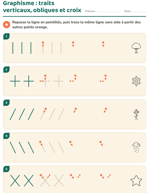 Aperçu de la fiche Graphisme avec Nature NB pour École maternelle (grande section, 5-7 ans)