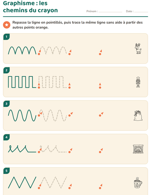 Aperçu de la fiche Graphisme avec Noël N&B 2 pour École maternelle (grande section, 5-7 ans)