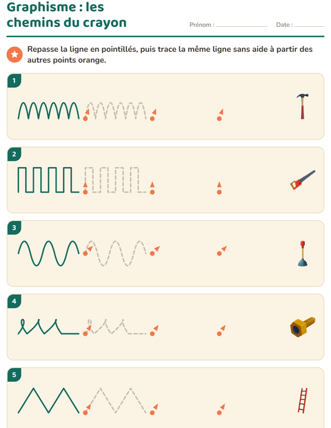Aperçu de la fiche Graphisme avec Outils pour École maternelle (grande section, 5-7 ans)