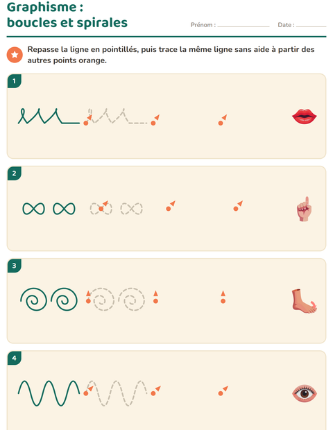 Aperçu de la fiche Graphisme avec Parties du corps pour École maternelle (grande section, 5-7 ans)