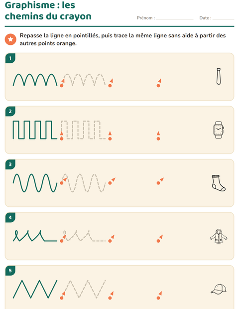 Aperçu de la fiche Graphisme avec Vêtements NB pour École maternelle (grande section, 5-7 ans)