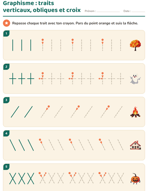 Aperçu de la fiche Graphisme avec Divers pour École maternelle (grande section, 5-7 ans)