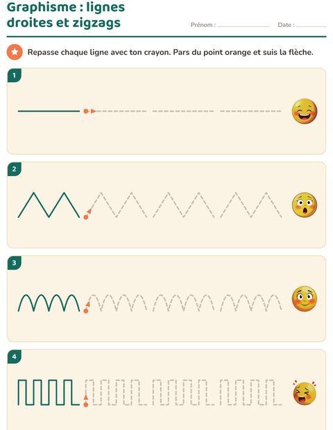 Aperçu de la fiche Graphisme avec Émotions pour École maternelle (grande section, 5-7 ans)
