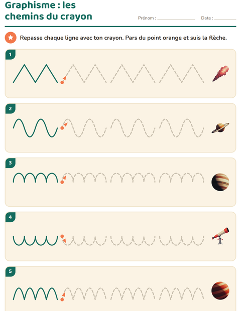 Aperçu de la fiche Graphisme avec Espace pour École maternelle (grande section, 5-7 ans)