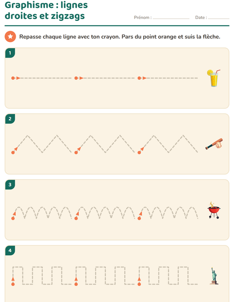 Aperçu de la fiche Graphisme avec 4 juillet pour École maternelle (grande section, 5-7 ans)