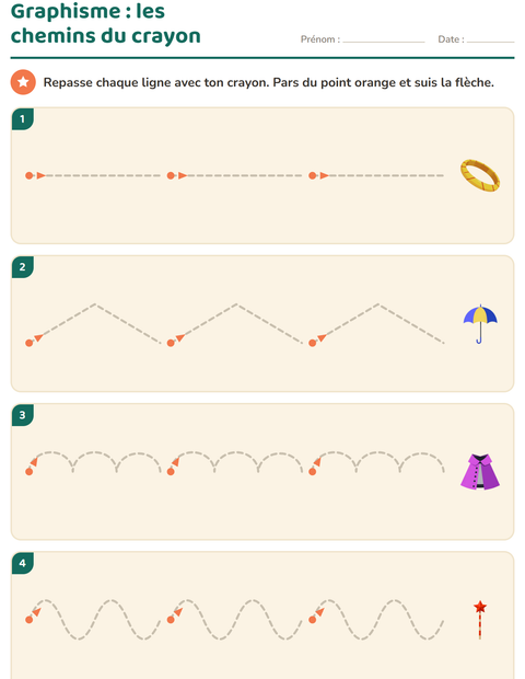 Aperçu de la fiche Graphisme avec Accessoires pour École maternelle (grande section, 5-7 ans)