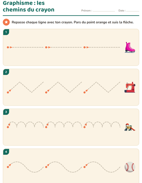 Aperçu de la fiche Graphisme avec Activités pour École maternelle (grande section, 5-7 ans)