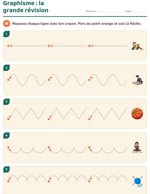 Aperçu de la fiche Graphisme avec Activités pour École maternelle (grande section, 5-7 ans)