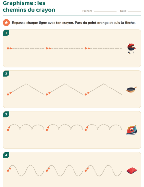 Aperçu de la fiche Graphisme avec Autour de la maison pour École maternelle (grande section, 5-7 ans)
