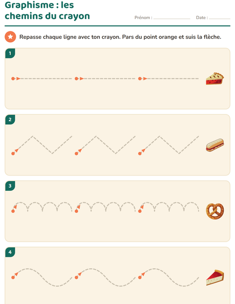 Aperçu de la fiche Graphisme avec Boulangerie pour École maternelle (grande section, 5-7 ans)