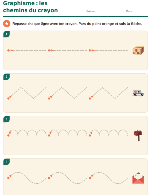 Aperçu de la fiche Graphisme avec Bureau de poste pour École maternelle (grande section, 5-7 ans)