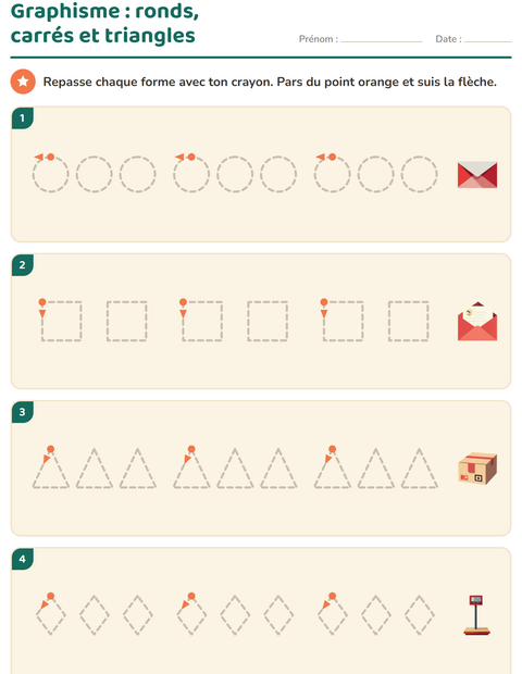 Aperçu de la fiche Graphisme avec Bureau de poste pour École maternelle (grande section, 5-7 ans)