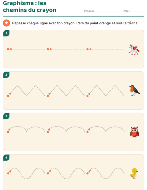 Aperçu de la fiche Graphisme avec Choses qui volent pour École maternelle (grande section, 5-7 ans)