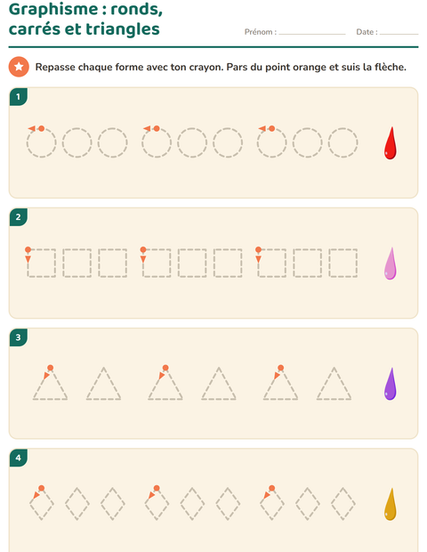 Aperçu de la fiche Graphisme avec Couleurs pour École maternelle (grande section, 5-7 ans)