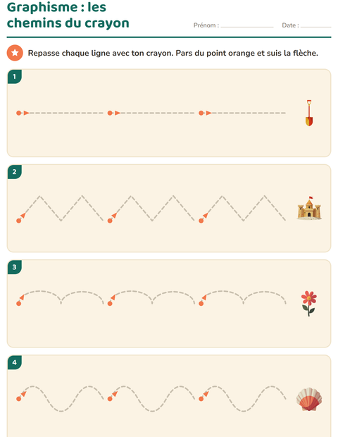 Aperçu de la fiche Graphisme avec Été pour École maternelle (grande section, 5-7 ans)