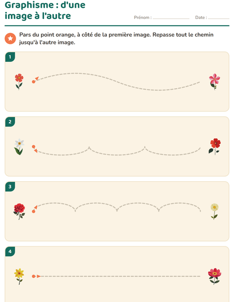 Aperçu de la fiche Graphisme avec Fleurs pour École maternelle (grande section, 5-7 ans)