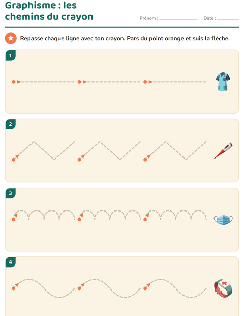 Aperçu de la fiche Graphisme avec Hôpital pour École maternelle (grande section, 5-7 ans)