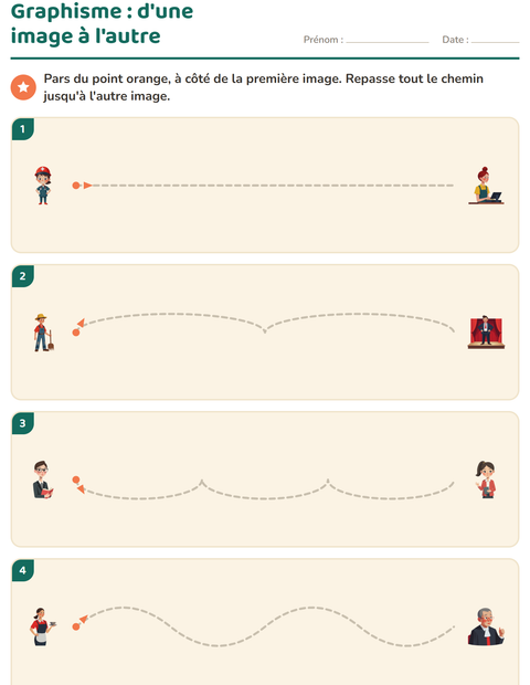 Aperçu de la fiche Graphisme avec Métiers pour École maternelle (grande section, 5-7 ans)