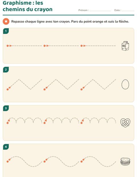Aperçu de la fiche Graphisme avec Nourriture NB 3 pour École maternelle (grande section, 5-7 ans)