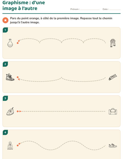 Aperçu de la fiche Graphisme avec Objets NB pour École maternelle (grande section, 5-7 ans)