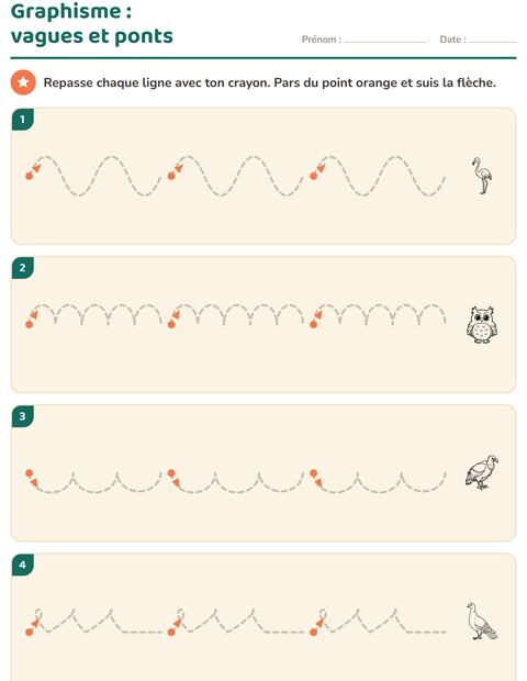 Aperçu de la fiche Graphisme avec Oiseaux N&B pour École maternelle (grande section, 5-7 ans)