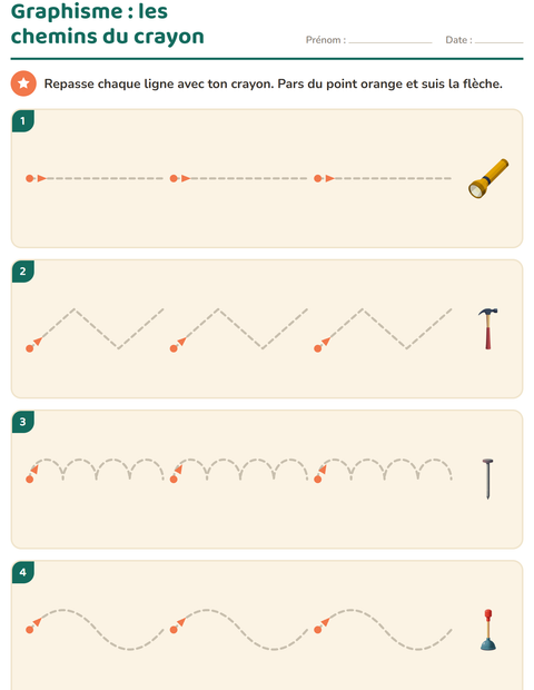 Aperçu de la fiche Graphisme avec Outils pour École maternelle (grande section, 5-7 ans)