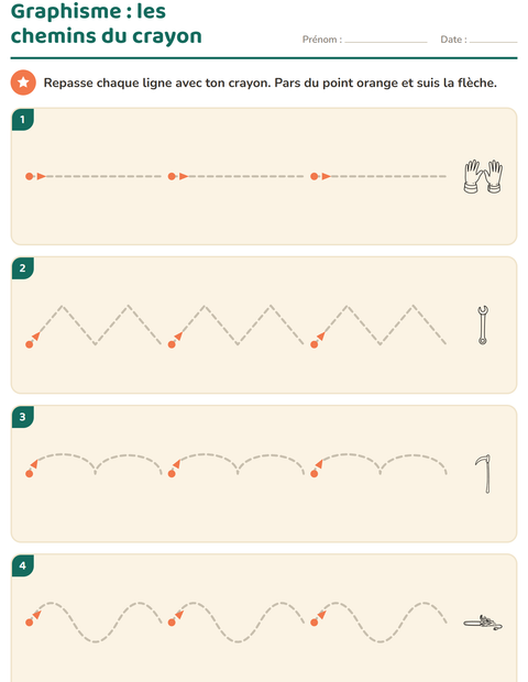 Aperçu de la fiche Graphisme avec Outils NB pour École maternelle (grande section, 5-7 ans)