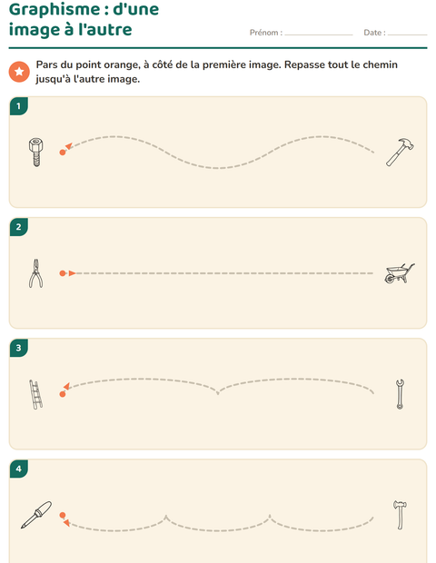 Aperçu de la fiche Graphisme avec Outils NB pour École maternelle (grande section, 5-7 ans)