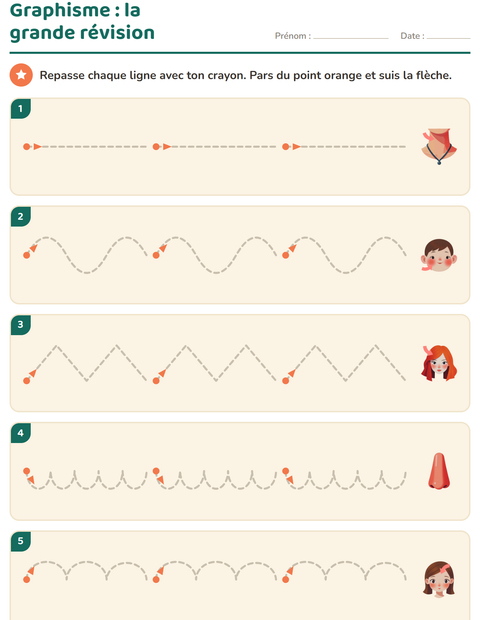 Aperçu de la fiche Graphisme avec Parties du corps pour École maternelle (grande section, 5-7 ans)