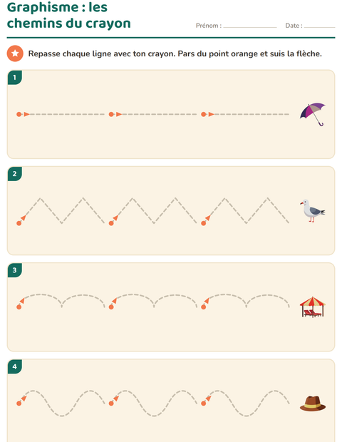 Aperçu de la fiche Graphisme avec Plage pour École maternelle (grande section, 5-7 ans)