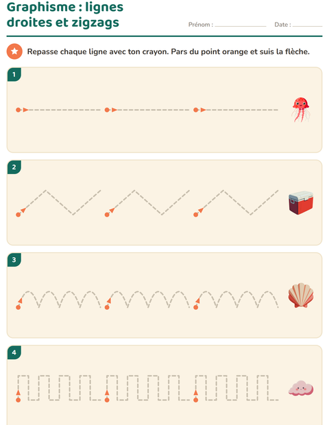 Aperçu de la fiche Graphisme avec Plage pour École maternelle (grande section, 5-7 ans)