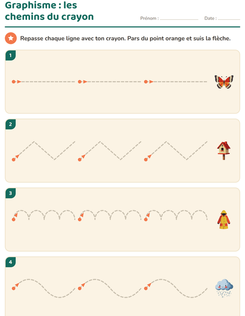 Aperçu de la fiche Graphisme avec Printemps pour École maternelle (grande section, 5-7 ans)