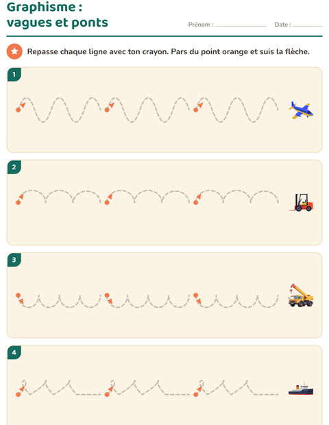 Aperçu de la fiche Graphisme avec Véhicules pour École maternelle (grande section, 5-7 ans)