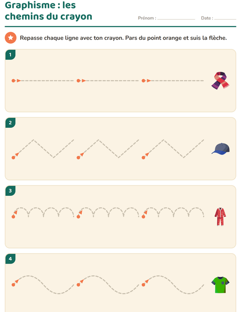 Aperçu de la fiche Graphisme avec Vêtements pour École maternelle (grande section, 5-7 ans)
