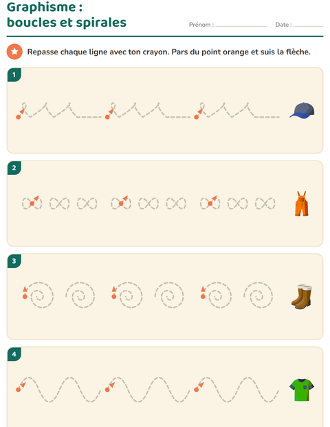 Aperçu de la fiche Graphisme avec Vêtements pour École maternelle (grande section, 5-7 ans)