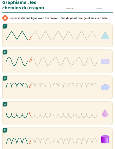 Aperçu de la fiche Graphisme avec Formes pour École maternelle (grande section, 5-7 ans)