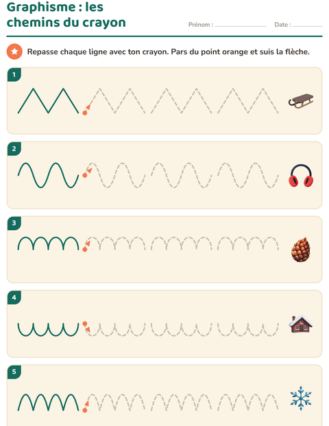 Aperçu de la fiche Graphisme avec Hiver pour École maternelle (grande section, 5-7 ans)
