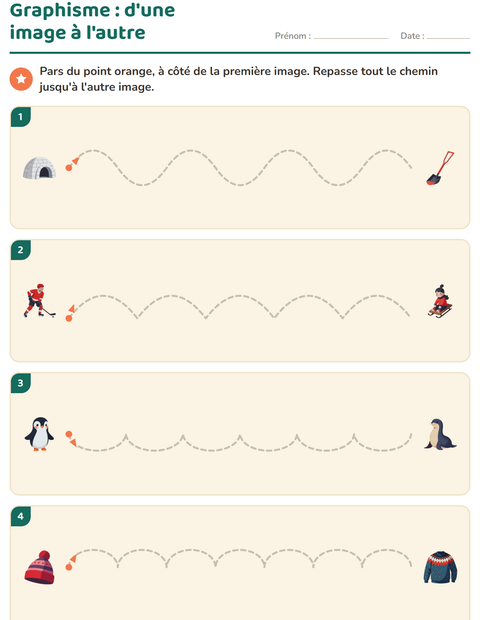 Aperçu de la fiche Graphisme avec Hiver pour École maternelle (grande section, 5-7 ans)