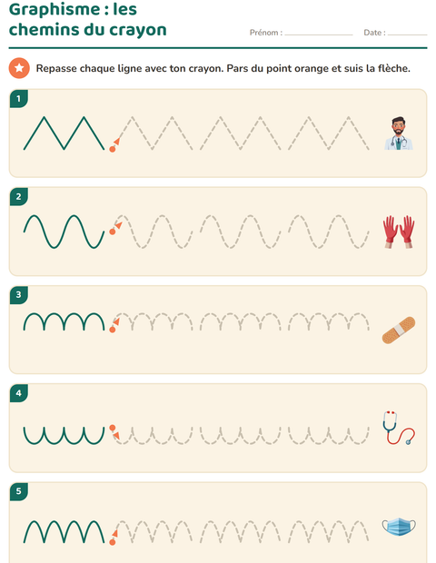 Aperçu de la fiche Graphisme avec Hôpital pour École maternelle (grande section, 5-7 ans)