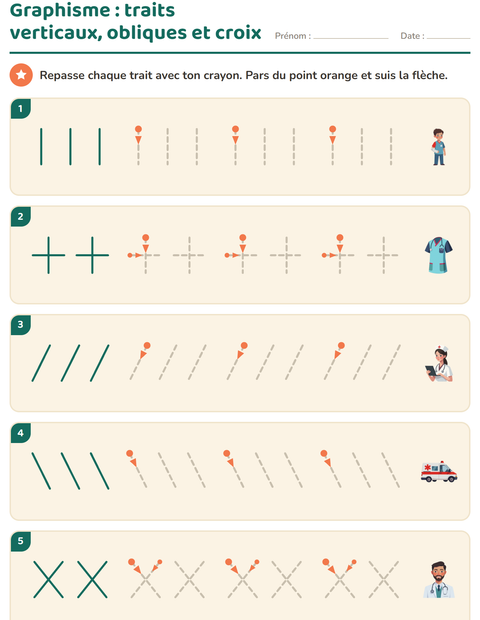 Aperçu de la fiche Graphisme avec Hôpital pour École maternelle (grande section, 5-7 ans)