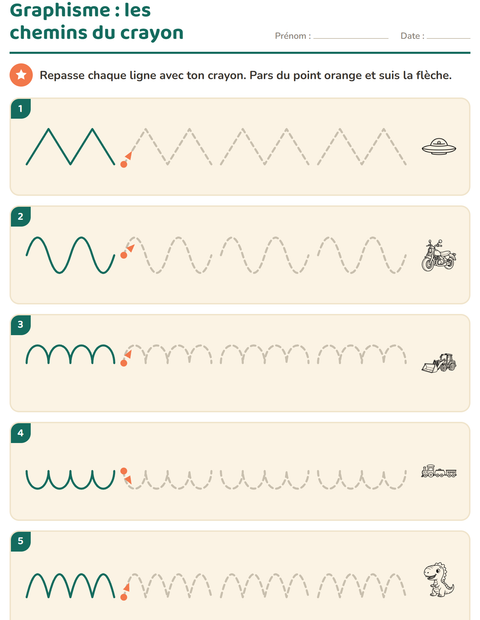 Aperçu de la fiche Graphisme avec Jouets NB pour École maternelle (grande section, 5-7 ans)