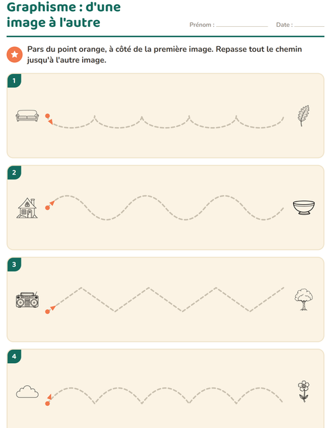 Aperçu de la fiche Graphisme avec Maison et Nature NB pour École maternelle (grande section, 5-7 ans)
