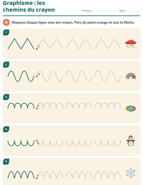 Aperçu de la fiche Graphisme avec Météo pour École maternelle (grande section, 5-7 ans)