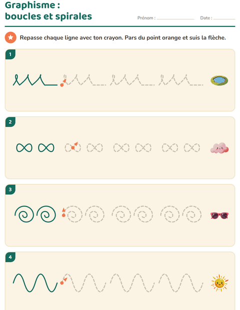 Aperçu de la fiche Graphisme avec Météo pour École maternelle (grande section, 5-7 ans)