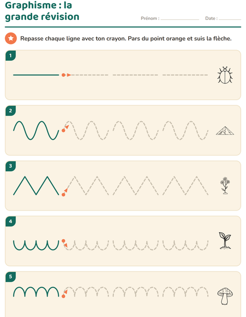 Aperçu de la fiche Graphisme avec Nature NB pour École maternelle (grande section, 5-7 ans)