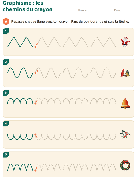 Aperçu de la fiche Graphisme avec Noël pour École maternelle (grande section, 5-7 ans)