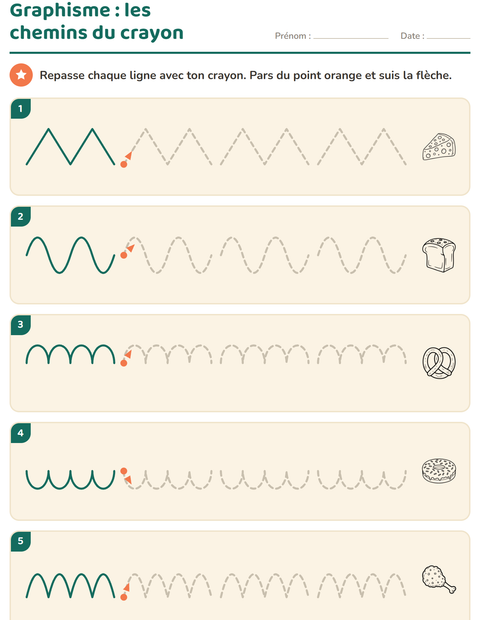 Aperçu de la fiche Graphisme avec Nourriture NB 2 pour École maternelle (grande section, 5-7 ans)