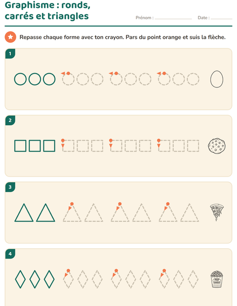 Aperçu de la fiche Graphisme avec Nourriture NB 3 pour École maternelle (grande section, 5-7 ans)